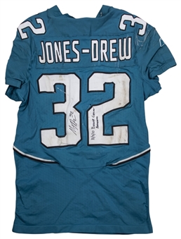 2010 Maurice Jones-Drew Game Used, Signed & Inscribed Jacksonville Jaguars Home Jersey Worn Vs. Colts On 10/3/10 (NFL PSA/DNA)